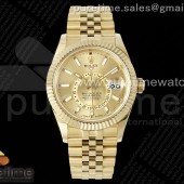 Noob공장 롤렉스 스카이드웰러 옐로우골드금통 옐로우골드다이얼 쥬빌레브레이슬릿 Skydweller 336938 YG Noob 1:1 Best Edition YG Dial on YG Bracelet 눕