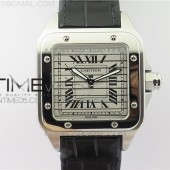 WW공장 까르띠에 산토스 45MM 3다이얼 가죽스트랩 Santos WM505914 45mm SS WWF Maker 3 Dial with Closed Caseback On Black Leather Strap A2824