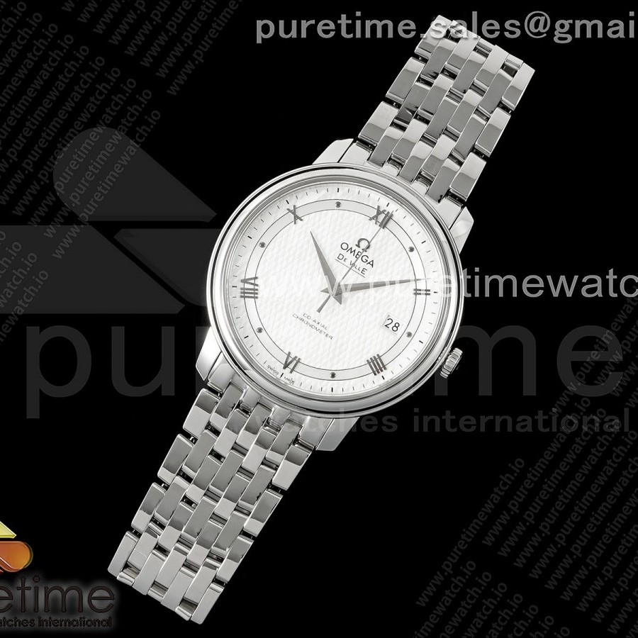 TWS공장 오메가 드 빌 스틸 화이트텍스쳐다이얼 실버인덱스 브레이슬릿 De Ville SS TWF 1:1 Best Edition White Dial SS Dot Markers on SS Bracelet MIYOTA 9015
