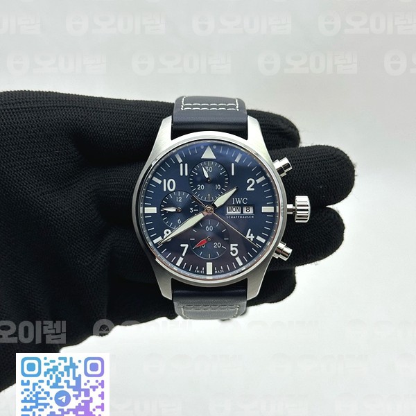 KK공장 IWC 파일럿 크로노그래프 IW388101 Pilot Chrono IW388101 KKF Best Edition Blue Dial on Blue Leather Strap A7750 to 69385