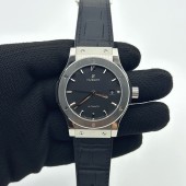 WW공장 위블로 클래식퓨전 42mm 스틸 블랙다이얼 가죽스트랩 Classic Fusion Bang 42mm TI/RU Black WWF A1110