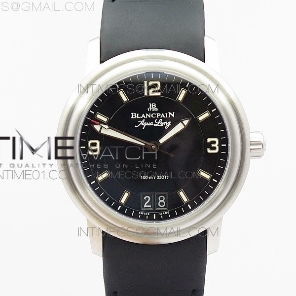 블랑팡 LEMAN 2850B  BLACK DIAL ON BLACK RUBBER STRAP CAL.6950