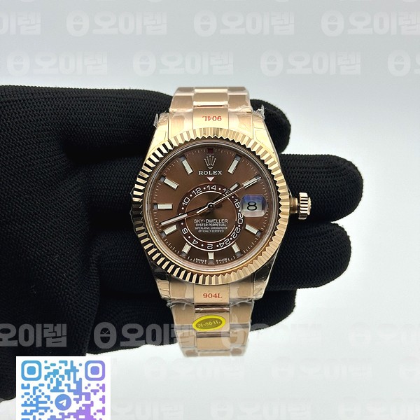 Noob공장 롤렉스 스카이드웰러 로즈골드금통 브라운다이얼 브레이슬릿 Sky-Dweller 326934 904L RG Noob 1:1 Best Edition Brown Dial on SS Jubilee Bracelet Asian 23J to 9001 눕