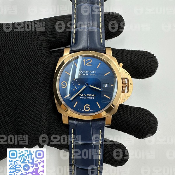 VS공장 파네라이 PAM1114 로즈골드금통 블루다이얼 블루핸즈 가죽스트랩 Pre Order PAM1114  RG VSF 1:1 Best Edition Blue Dial on Blue Leather Strap P.9010 Super Clone SB공장