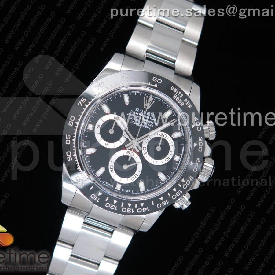 AR v2 롤렉스 세라믹 데이토나 스틸 블랙다이얼 브레이슬릿 Daytona 116500 904L SS Case and Bracelet Black Dial A4130 Super Clone