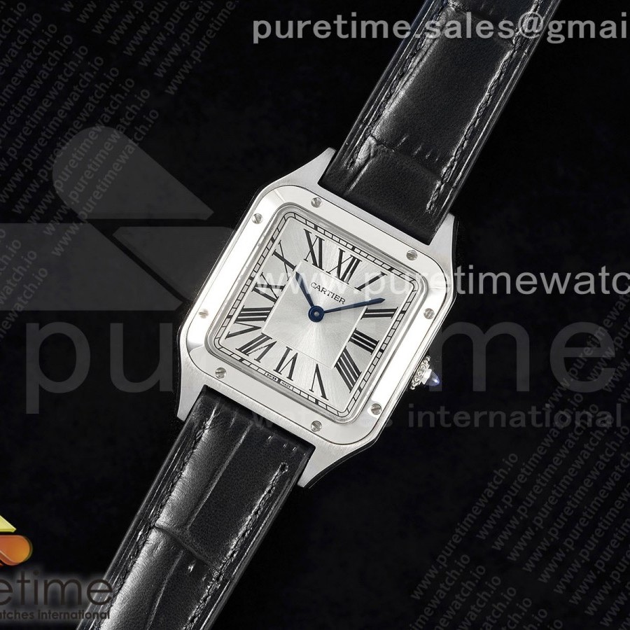 F1공장 까르띠에 산토스 뒤몽 27.5 스틸 실버다이얼 블랙가죽스트랩 Santos Dumont 27.5mm IWSF Best Edition Silver Dial on Black Leather Strap Quartz