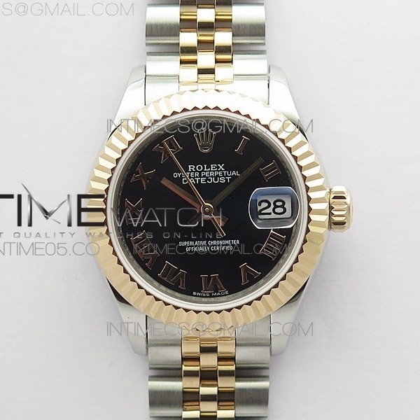 BP공장 롤렉스 데이저스트 28 로즈골드콤비 블랙다이얼 2671 Datejust 28mm 279173 SS/RG BP Best Edition Black Roman Markers Dial on SS/RG Jubilee Bracelet ETA2671