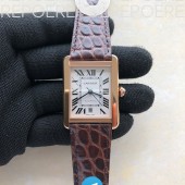 V9공장 탱크솔로 31미리 로골 화이트다이얼 Tank Solo 31mm RG V9F 1:1 Best Edition White Dial on Brown Leather Strap MIYOTA 9015