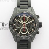 XF공장 칼리버호이어 세라믹 43MM 스켈레톤다이얼 Calibre Heuer 01 Chrono 43mm Ceramic XF 1:1 Best Edition Skeleton Dial (Red Second Hand) on Ceramic Bracelet A1887