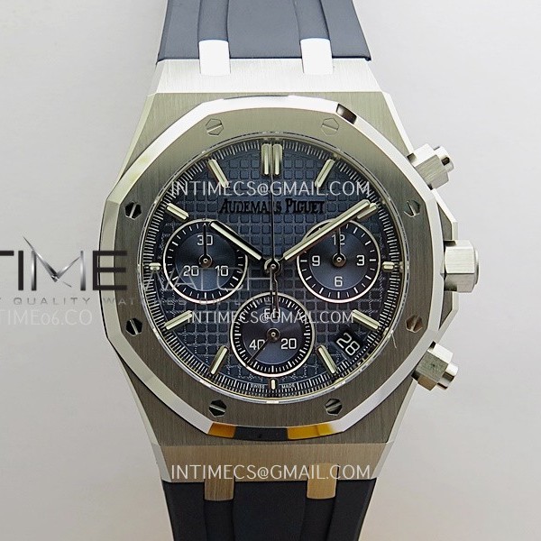 DD공장 오데마피게 로얄오크 크로노그래프 26240 스틸 블루다이얼 러버스트랩 Royal Oak Chrono 26240 SS V2 DDF 1:1 Best Edition Blue Dial On Black Rubber Strap Super Clone DD4401