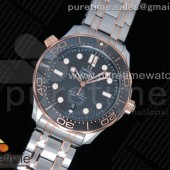 VS공장 오메가 씨마스터 다이버 300M 로즈골드콤비 블랙다이얼 브레이슬릿 2018 Seamaster Diver 300M SS/RG VSF 1:1 Best Edition RG Bezel Black Dial on SS/RG Bracelet A8800