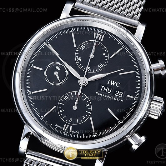 TW공장 IWC 포르토피노 크로노 스틸 블랙다이얼 매쉬스트랩 Portofino Chrono IW3910 SS/SS Blk/Stk TWF A7750