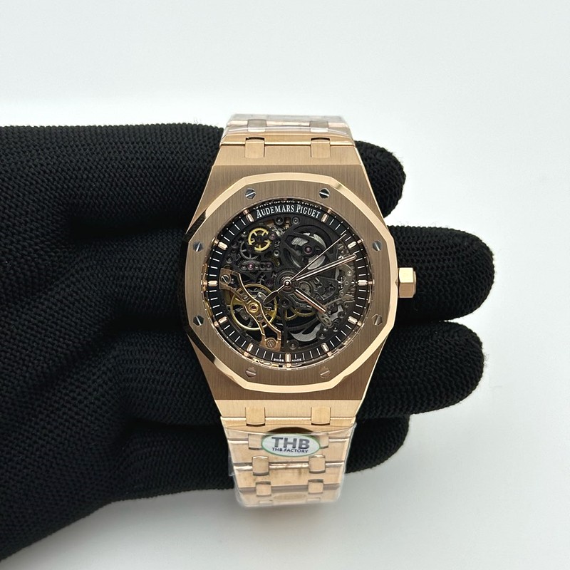 THB공장 오데마피게 로얄오크 41 오픈워크 15407 로즈골드금통 스켈레톤다이얼 브레이슬릿 Royal Oak 41mm Openworked 15407 RG THBF 1:1 Best Edition on RG Bracelet SA3132 V2