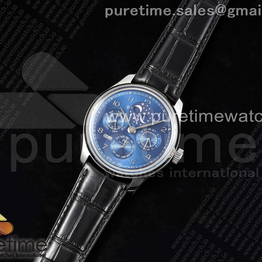 QF공장 IWC 포르투기저 퍼페츄얼캘린더 5034 스틸 블루다이얼 가죽스트랩 Portugieser Perpetual Calendar SS 5034 QF Best Edition Blue Dial on Black Leather Strap A52610