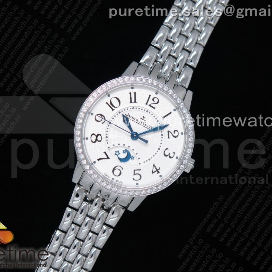 ZF공장 예거르쿨트르 랑데뷰 화이트텍스쳐다이얼 브레이슬릿 Rendez-Vous Night & Day SS WhiteTextured Dial Diamonds Bezel on SS Bracelet A898