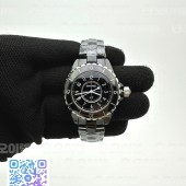 XF공장 샤넬 J12 블랙다이얼 33mm 여성용 J-12 Ladies 33mm CER/CER Blk/Num XF Sw Qtz