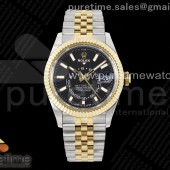 Noob공장 롤렉스 스카이드웰러 옐로우골드콤비 블랙다이얼 쥬빌레브레이슬릿 Skydweller SS/YG Noob Best Edition Black Dial on SS/YG Jubilee Bracelet A23J 눕