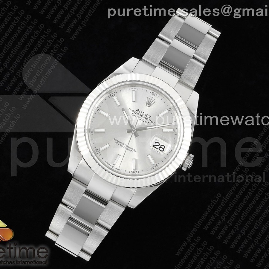 WF공장 롤렉스 데이저스트 41 스틸 실버다이얼 플루티드베젤 오이스터브레이슬릿 DateJust 41 126334 WF 1:1 Best Edition 904L Steel Silver Stick Dial on Oyster Bracelet VR3235
