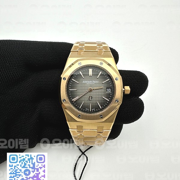 ZF공장 오데마피게 로얄오크 로즈골드금통 16202 그레이다이얼 브레이슬릿 50주년기념판 Royal Oak 39mm 16202 "50th Anniversary" RG ZF 1:1 Best Edition Gray Textured Dial on RG Bracelet A7121