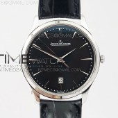 ZF공장 예거르쿨트르 마스터 울트라씬 데이트 스틸 블랙다이얼 가죽스트랩 MASTER 1288420 SS BLACK DIAL ON BLACK LEATHER STRAP A899/1