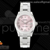 AR공장 롤렉스 레이디 데이저스트 31 핑크다이얼 로만인덱스 다이아몬드베젤 오이스터브레이슬릿 DateJust 31 SS ARF 1:1 Best Edition Pink Roman Dial Diamonds Bezel on Oyster Bracelet ETA2688