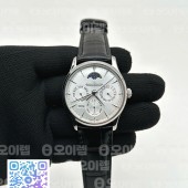 V9공장 예거르쿨트르 마스터 울트라씬 퍼펙츄얼 캘린더 화이트다이얼 가죽스트랩  Master Ultra Thin Perpetual Calendar SS White Dial on Black Leather Strap A868