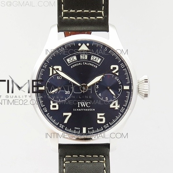 YL공장 IWC 빅파일럿 애뉴얼캘린더 스틸 어린왕자에디션 BIG PILOT REAL PR IW502703 SS BLUE DIAL ON BLACK CALFSKIN STRAP A52850