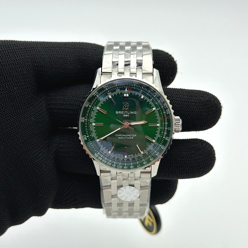 TF공장 브라이틀링 내비타이머 41미리 스틸 그린다이얼 브레이슬릿 Navitimer Automatic 41mm SS TF 1:1 Best Edition Green Dial on SS Bracelet A2824