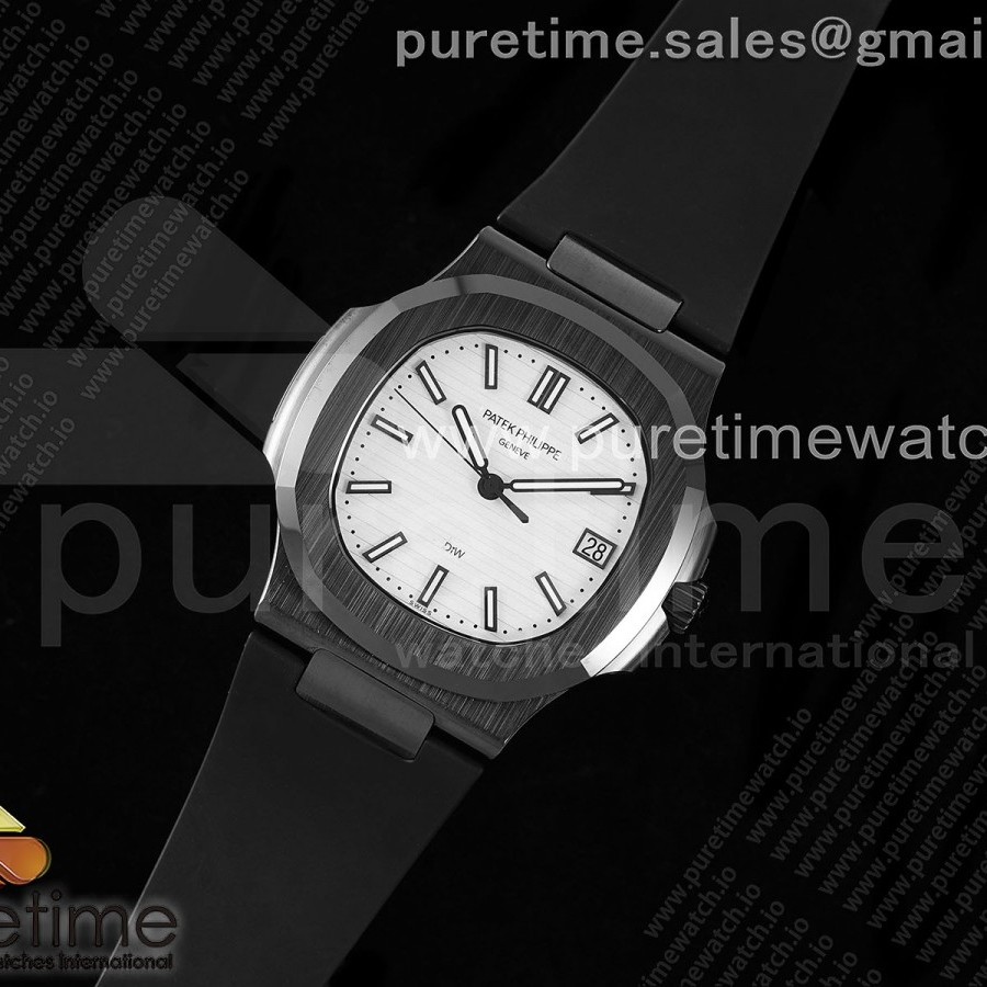 AMG공장 파텍필립 노틸러스 5711 블랙풀세라믹 화이트다이얼 블랙러버스트랩 AET Nautilus 5711 Black Ceramic AMGF Best Edition White Dial on Black Rubber Strap MIYOTA 9015