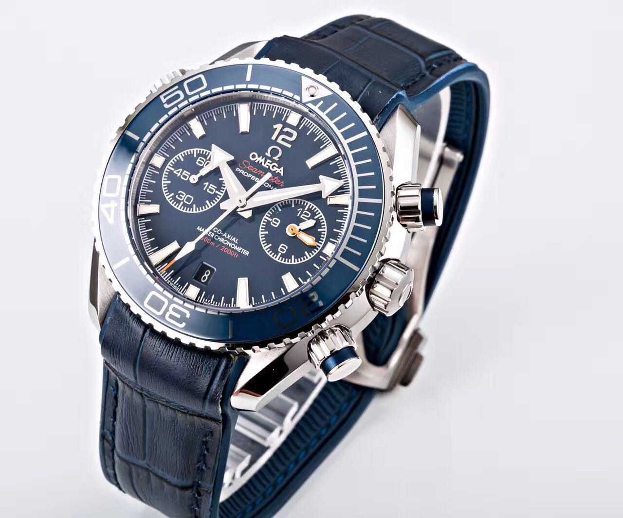 OM공장 오메가 마스터 크로노미터 크로노 청판 Omega Master Chronomeer Chronograph Blue 가죽줄