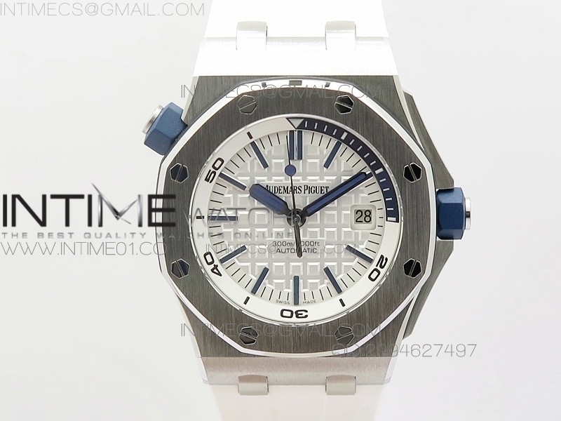 JF공장 V8 오데마피게 로얄오크 오프쇼어 다이버 15710 Audemars Piguet Royal Oak Offshore Diver 스틸 화이트/네이비 러버