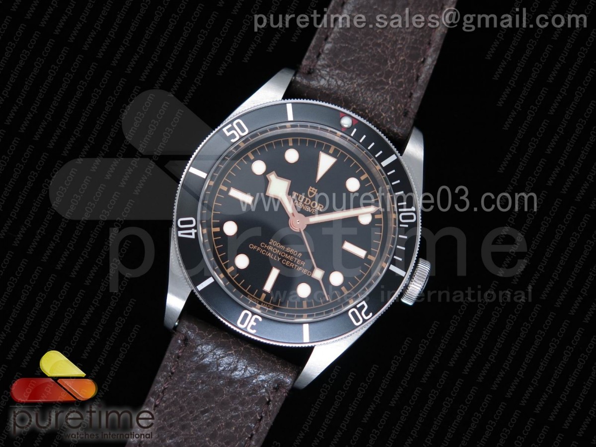 ZF공장 튜더 블랙베이 41 블랙인서트 빈티지다이얼 TUDOR Heritage 2016 Black Bay Shield Brown Leather Strap