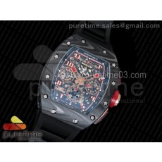 KV 리차드밀 RM011 NTPT 로투스F1팀 에디션 NTPT Lotus F1 Team Carbon Case Chronograph  Crystal Skeleton Dial Red on Black Rubber Strap A7750