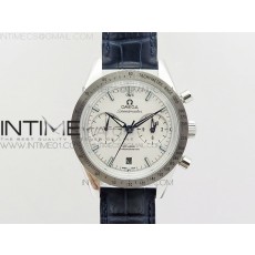 OM공장 오메가 스피드마스터57 스틸 화이트다이얼 블루핸즈 네이비가죽스트랩 SPEEDMASTER '57 CO-AXIAL  WHITE DIAL BLUE MARKERS ON BLUE LEATHER STRAP A9300 (FREE THE LEATHER STRAP)