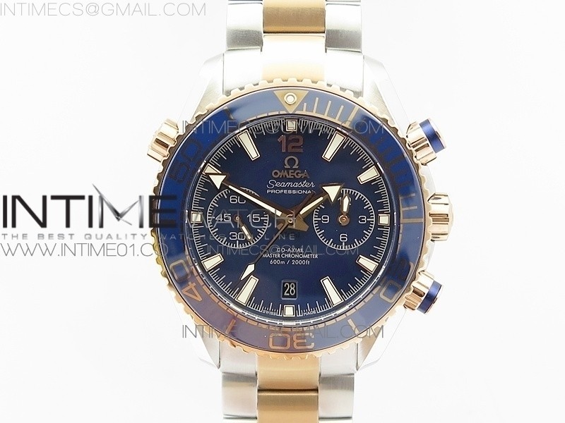 OM공장 오메가 씨마스터 크로노그래프 로즈골드콤비 블루다이얼 브레이슬릿 SEAMASTER PROFESSIONAL CHRONO SS/RG  BLUE CERAMIC BLUE DIAL ON SS BRACELET A9300