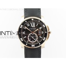 TF공장 칼리브 드 까르띠에 다이버 로즈골드금장 블랙다이얼 나일론스트랩 Calibre De Cartier Diver Black RG  Black Nylon Strap A23J