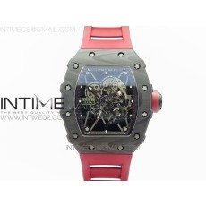 KV 리차드밀 RM035-01 카본케이스 스켈레톤다이얼 레드러버스트랩 RM035-01 FORGED CARBON CASE V2 SKELETON DIAL RED CROWN ON RED RUBBER STRAP MIYOTA8215