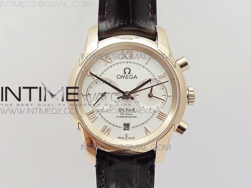 OM공장 오메가 드빌 크로노그래프 로즈골드금통 화이트다이얼 가죽스트랩 DE VILLE CHRONOGRAPH RG WHITE DIAL ON BROWN LEATHER STRAP A9300