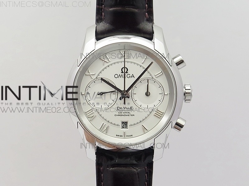 OM공장 오메가 드빌 크로노그래프 스틸 화이트다이얼 가죽스트랩 DE VILLE CHRONOGRAPH SS WHITE DIAL ON BLACK LEATHER STRAP A9300