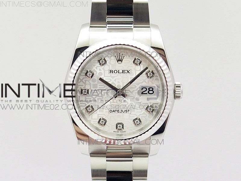 DJ공장 V2 롤렉스 데이저스트36 스틸 화이트컴퓨터다이얼 플루티드베젤 DATEJUST 36MM 116234 DIAMOND SILVER JUBILEE DIAL ON SS OYSTER BRACELET SA3135