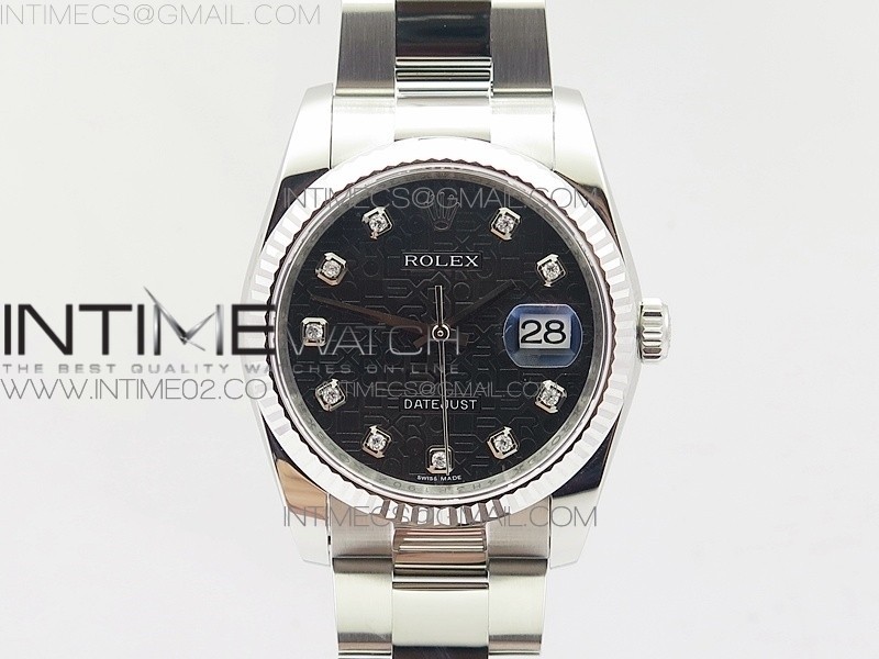 DJ공장 V2 롤렉스 데이저스트36 스틸 블랙컴퓨터다이얼 플루티드베젤 DATEJUST 36MM 116234 DIAMOND BLACK JUBILEE DIAL ON SS OYSTER BRACELET SA3135