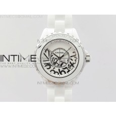 HT공장 샤넬 J12 화이트세라믹 38mm 세라믹브레이슬릿 솔리드백 남성용 J12 38MM WHITE KOREA CERAMIC WHITE DIAL SILVER NUMERAL MARKERS ON BRACELET A2892 KOR EAST공장