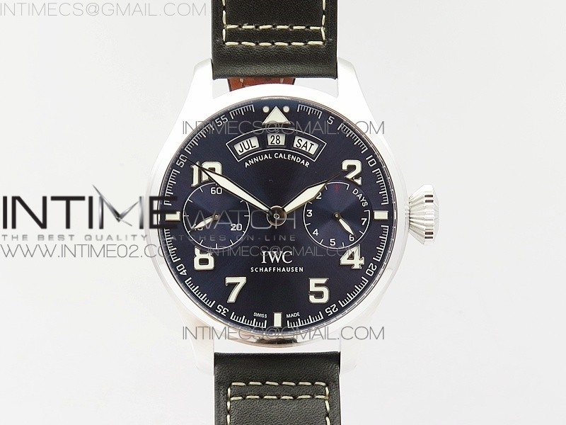 YL공장 IWC 빅파일럿 애뉴얼캘린더 스틸 어린왕자에디션 BIG PILOT REAL PR IW502703 SS BLUE DIAL ON BLACK CALFSKIN STRAP A52850