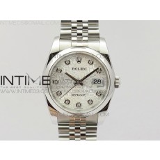 DJ공장 V2 롤렉스 데이저스트 36MM 돔베젤 다이아몬드화이트다이얼 쥬빌레브레이슬릿 DATEJUST 36MM 116234 SMOOTH BEZEL V2 DIAMOND SLIVER JUBILEE DIAL ON SS JUBILEE BRACELET SA3135