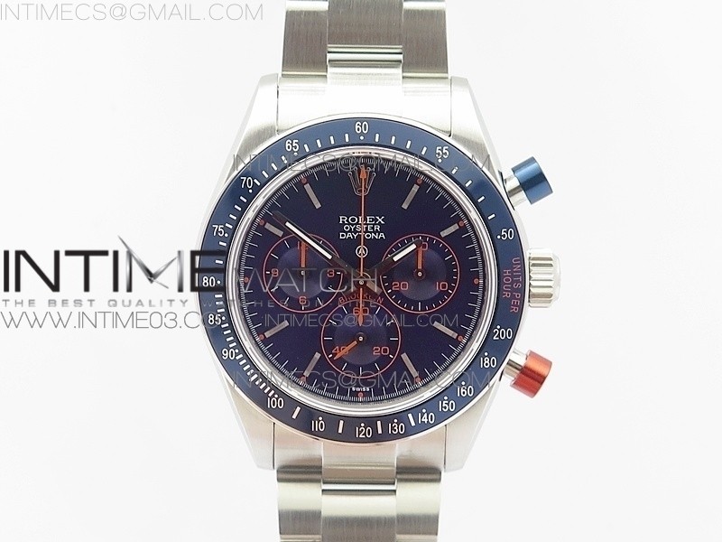 BP공장 롤렉스 데이토나 블루앤레드버튼 블루다이얼 스틸 브레이슬릿 DAYTONA BLUE/RED PUSHERS BLUE DIAL ON SS BRACELET A4130 (FREE LEATHER STRAP)