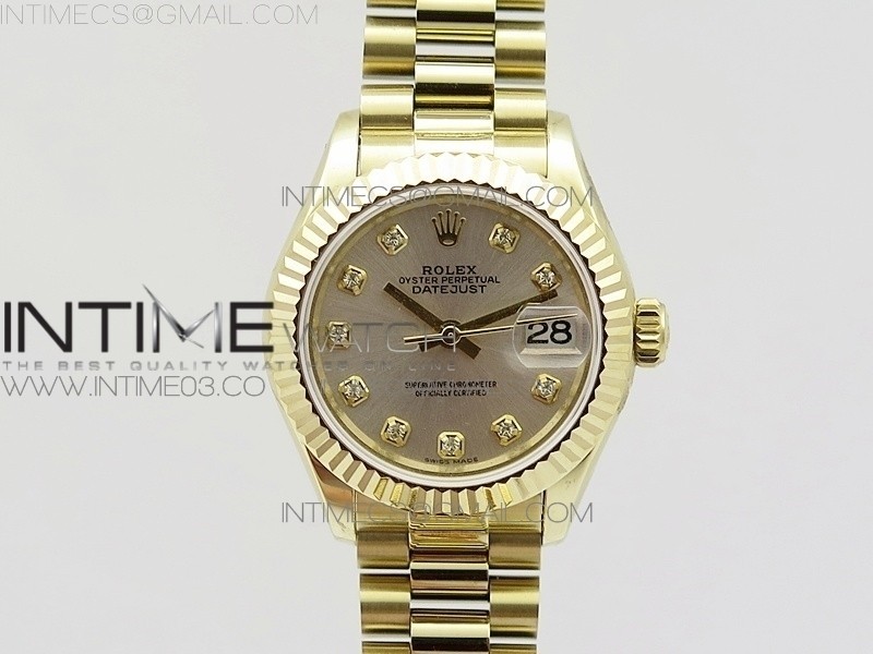 BP공장 롤렉스 데이저스트 28mm 옐로우골드금장 화이트실버다이얼 브레이슬릿  DATEJUST 28MM YG DIAMOND BEZEL WHITE SILVER DIAL ON YG BRACELET ETA2671