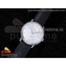 w공장 오메가 드빌 스틸 실버선레이다이얼 가죽스트랩 De Ville SS Silver Dial SS Markers on Black Leather Strap A2824 V3