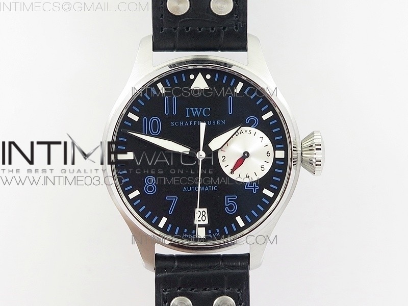 ZF공장 IWC 빅파일럿 스틸 블랙다이얼 블루넘버인덱스 가죽스트랩 BIG PILOT IW5009 BLACK DIAL BLUE NUMBERS ON BLACK LEATHER STRAP A51111