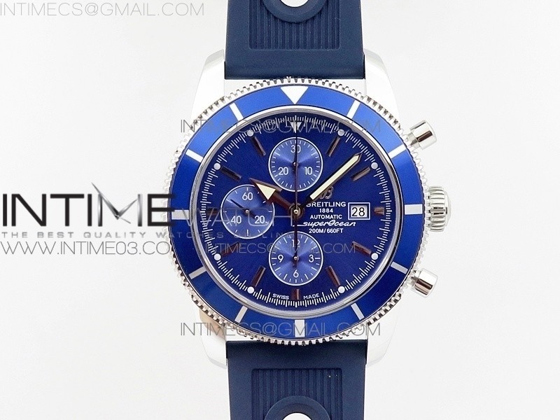 OM공장 브라이틀링 슈퍼오션 46 스틸 블루다이얼 블루러버스트랩 SUPEROCEAN A13312 46MM SS BLUE BEZEL BLUE DIAL ON BLUE RUBBER STRAP A7750(FREE RUBBER STRAP)