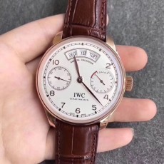 AZ공장 IWC 애뉴얼캘린더 로즈골드금장 화이트다이얼 골드인덱스 가죽스트랩